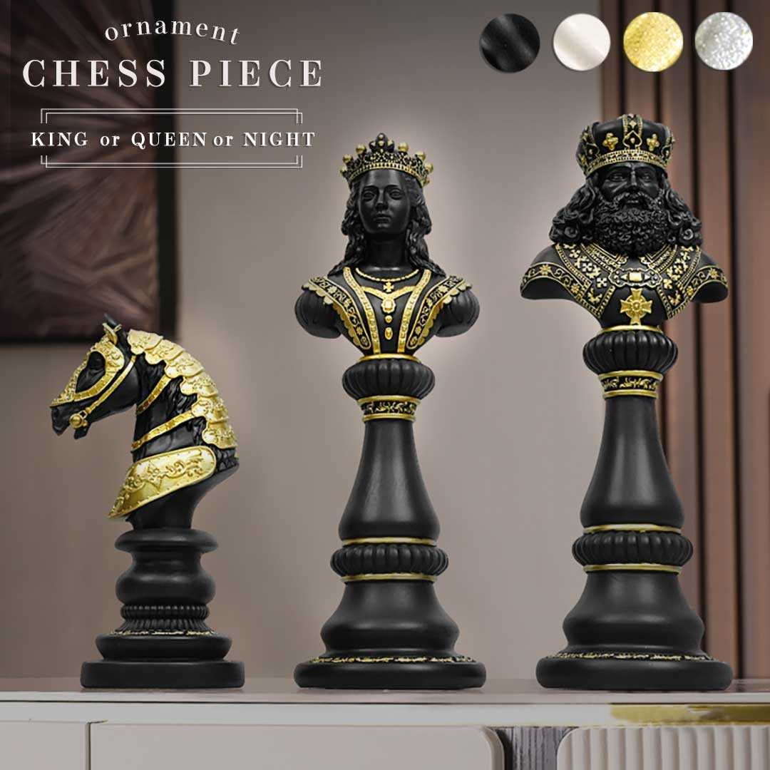 チェス 置物 3種類 キング クイーン ナイト ーVer2ー 【ゴールドorシルバー】 アンティーク