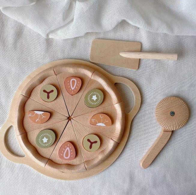 INS 木製パズル モンテッソーリ 知育のおもちゃ   積み木 おもちゃ フルーツピザ   学習玩具