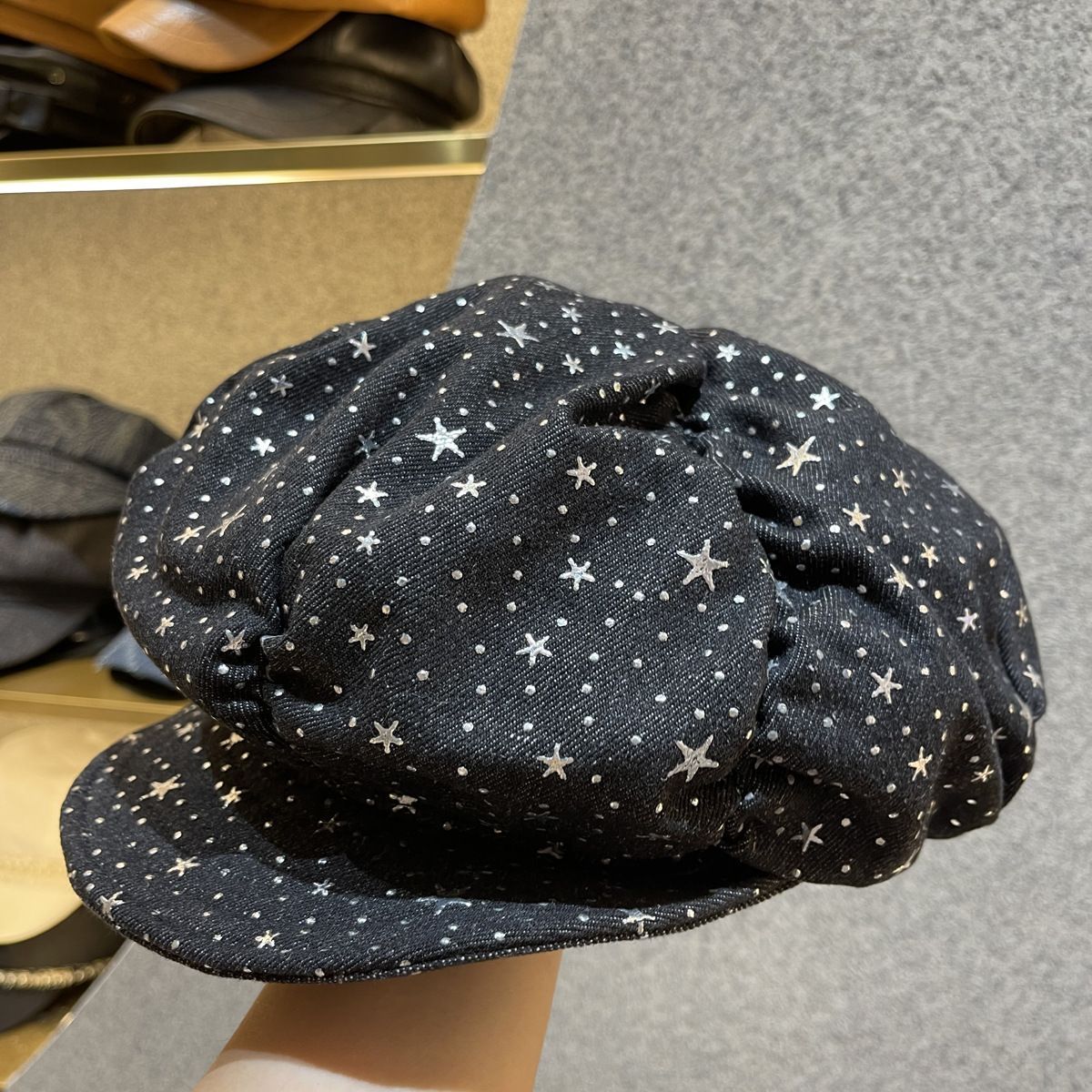 帽子　キャスケット　韓国ファッション　レディース　デザイン　デニム　星