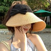 帽子　サンバイザー　ストーン　蝶結び　韓国ファッション　レディース　春夏