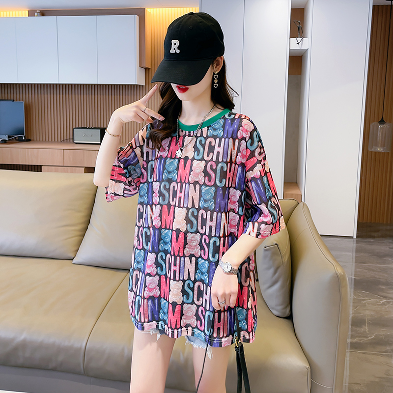 【予約220207】大きいサイズ春夏新作 韓国 レディース ファッション  Tシャツ ワンピースLL-4L