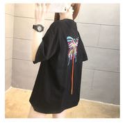【予約220137】大きいサイズ春夏新作 韓国 レディース ファッション  Tシャツ ワンピースLL-4L刺繍