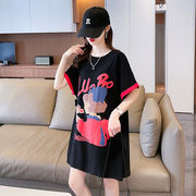 【予約220458】大きいサイズ春夏新作 韓国 レディース ファッション  Tシャツ ワンピースLL-4L