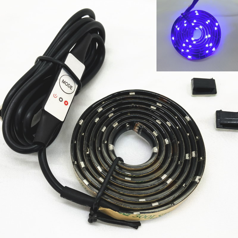 【アウトレット】LEDテープ 1m ブルーLED 全点灯/流れる光 USB接続 袋入簡易梱包品
