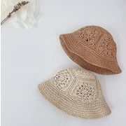 夏麦わら帽子★ビーチハット★日焼け止めキャップ、日よけ帽★紫外線対策　2色