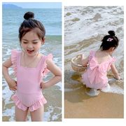 夏新作 韓国風子供服 ベビー服 女の子 水着 蝶結びリボン 半袖トップス 可愛い セット 2色