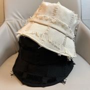 Black＆Whiteバケットハット　ビンテージ　小顔ニット帽　韓国デイリーファッション