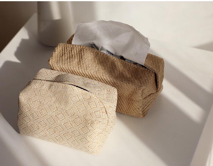 ハンドメイド＊ ボックスティッシュカバー　　　　　　　　　　　ハーフリネン綿毛 Linen la vie リネン ラ・ヴィ 日本製 コットンリネンシリーズ