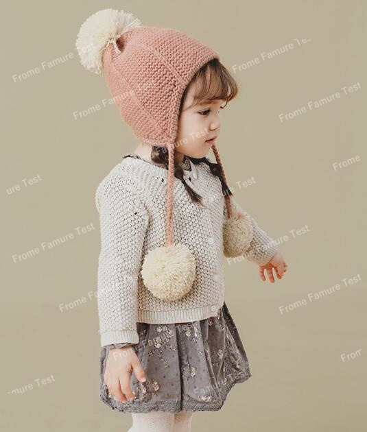 秋冬新作　韓国風　子供 ニットハット  かわいいリボン 耳の保護 帽子 女の子 ヘッジキャップ