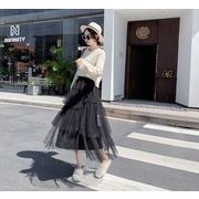 韓国風　レディース  夏新作　ミドル丈スカート　妖精のドレス   ファッションスカート★S-2X