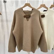 秋新しい    韓国風　 長袖ニットトップ， 気質ファッションフード付きセーター★2022★F
