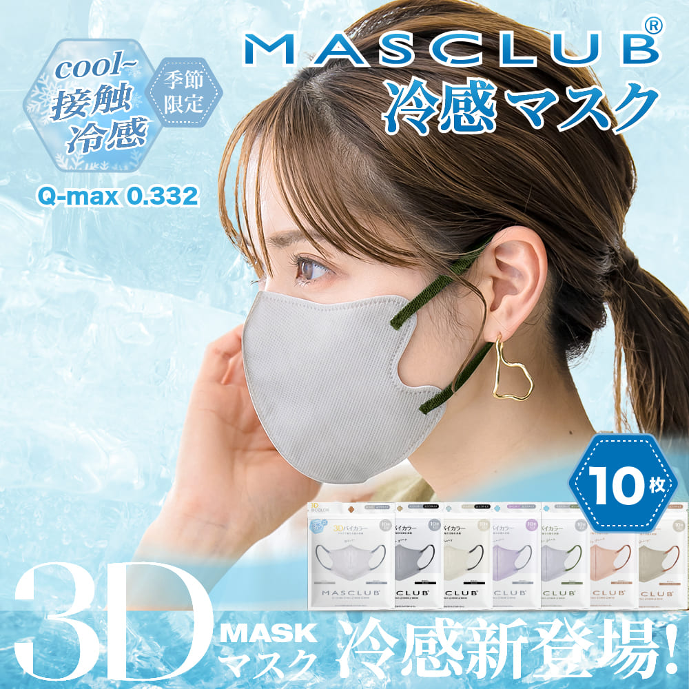 マスク 不織布 夏用冷感3D立体マスク 接触冷感 花粉症 - 救急