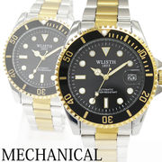 自動巻き腕時計 ベゼルと文字盤のカラーが統一されたメタルウォッチ 機械式 WSA028-BLK メンズ腕時計