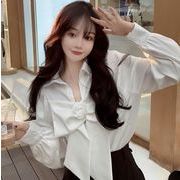 2022春秋新作 トップス 女 レディース 長袖  白シャツ ブラウス インナー