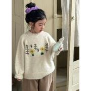 2025冬新作 韓国風  子供服  長袖   ベビー服  トップス   ニット  セーター  花柄  男女兼用 2色