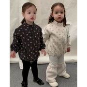 2025 冬新作 韓国風  子供服   ベビー服   トップス   花柄  ロンパース  長袖  つなぎ 2色