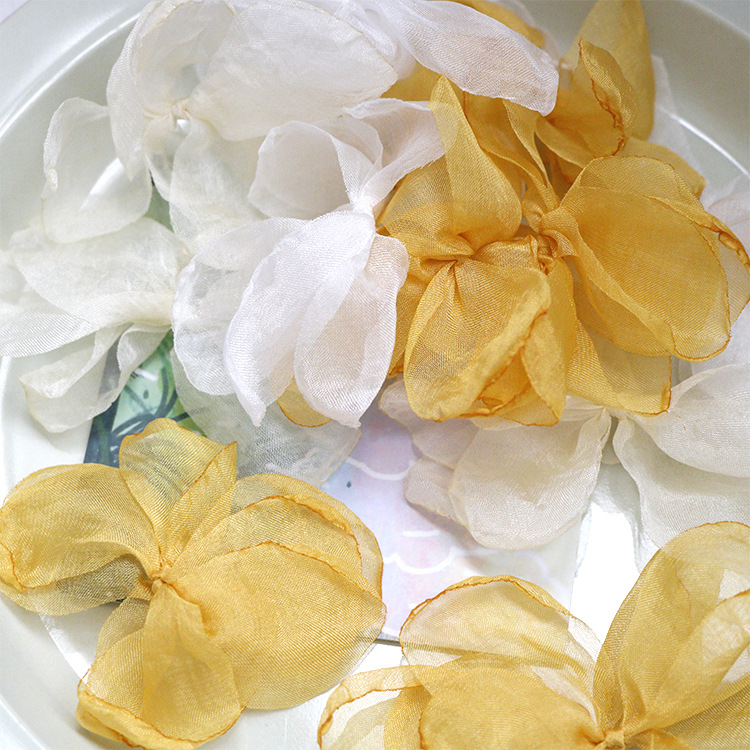 花びら チュール モチーフ オーガンジー アクセサリーパーツ 結び 白 黄 フラワー 手芸 ハンドメイド 花弁