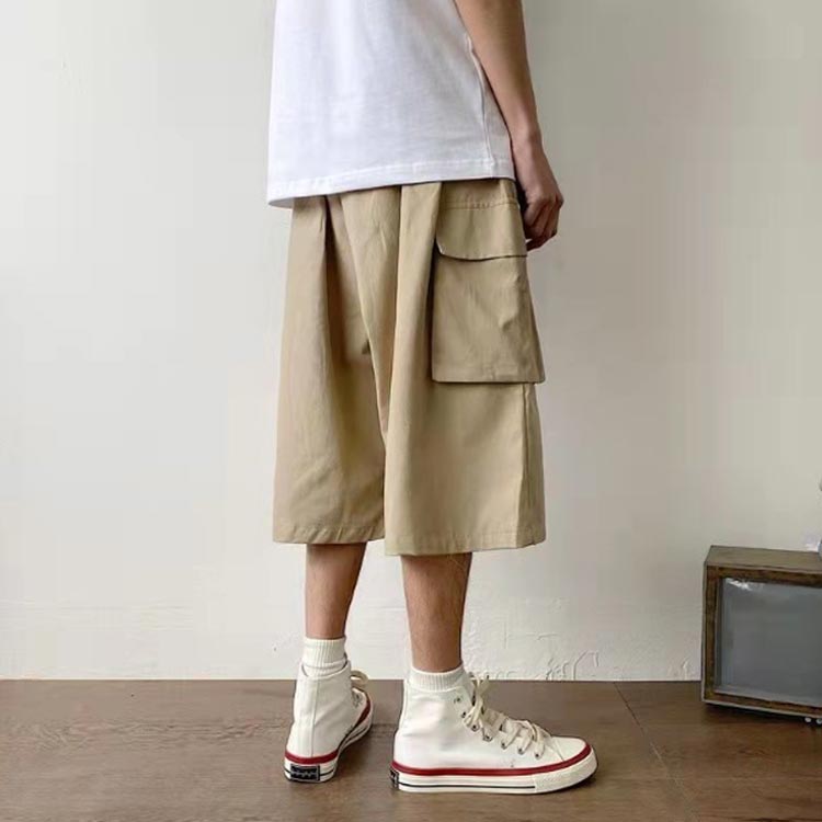 【数量限定】カーゴパンツ 7分丈 メンズ 春夏 スタイリッシュ チノパン 登山 [KEFITEVD] 旅行 綿 通気性 無地 カーキ L