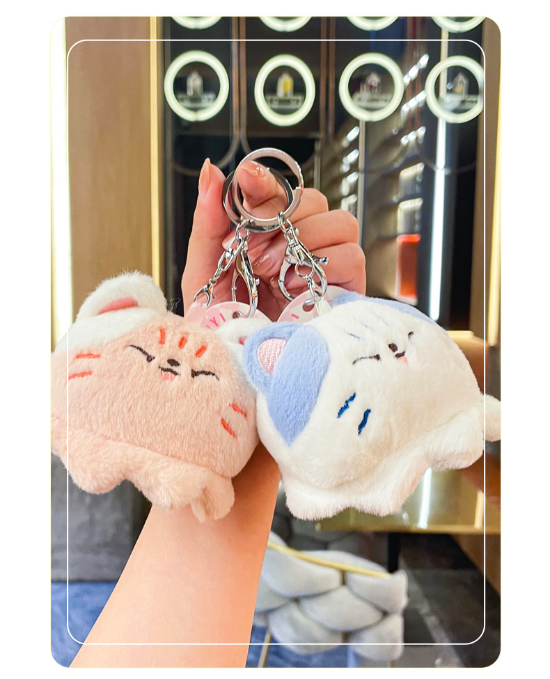 3色 猫のキーホルダー ぬいぐるみキーチェーン かわいいタコ猫