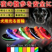 犬首輪 光る 光る首輪 ドック 首輪 LED 犬の散歩 夜の散歩 点滅モード ボタン電池 安全 長さ調節可能