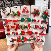 韓国版の新型クリスマス五件セット蝶ネクタイヘアピン雪だるまクリスマスツリーアヒル口挟み児童可愛い髪飾