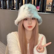 レディース帽子　ファーバケットハット　韓国ファッション　秋冬　かわいい　兎毛　全4色