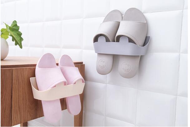 浴室用 スリッパ 掛け 簡易 壁掛け式 靴箱 プラスチック 収納 靴箱