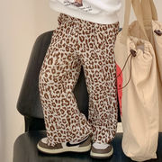 韓国の子供服 春秋新作 女の子のズボン ヒョウ柄 ストレートパンツ ワイドパンツ 子供用
