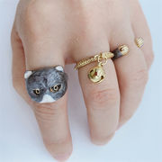 3個/セット 可愛い 猫 指輪 ベルリング ナックル 指輪 ファッション 猫 アクセサリー