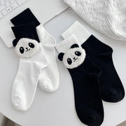 ファッション  黒と白 立体的な パンダ柄 靴下 レディースソックス 綿の靴下   レディース靴下