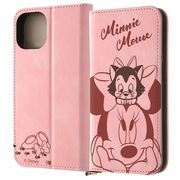 ★iPhone 15/ディズニー/手帳型レザーケース Raffine/ミニーマウスとフィガロ