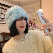 レディース帽子　ニットキャップ　韓国ファッション　デザイン　ファー　秋冬　全7色