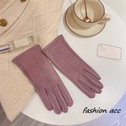 レディース手袋 　韓国ファッション　秋冬　PU　スマホ対応　裏起毛