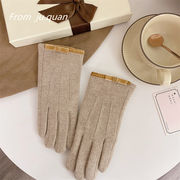 リボンレディース手袋　韓国ファッション　秋冬　かわいい　裏起毛　スマホ対応
