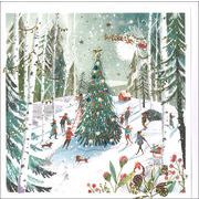 グリーティングカード クリスマス「森のツリー」デコパージュ メッセージカード