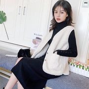 子羊の毛馬甲コートの新型秋冬韓国版ベルベット袖なしベスト女性コート
