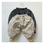韓国子供服子供用ベルベット厚手ズボン新型綿麻保温ズボン男女児童