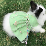 ウサギ服 きれいなドレス 可愛い うさぎ 服 小型 ハーネス＆リードセット  牽引ロープ