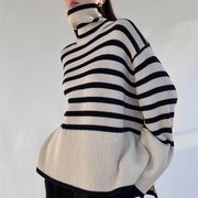 初回送料無料　新作秋冬セーター　ゆったりストライプブラウス　レーディスファション商品　人気上着