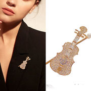 韓国の気質のシンプルなファッションブローチ、バイオリン飾り、音符の形のピン、ブローチ