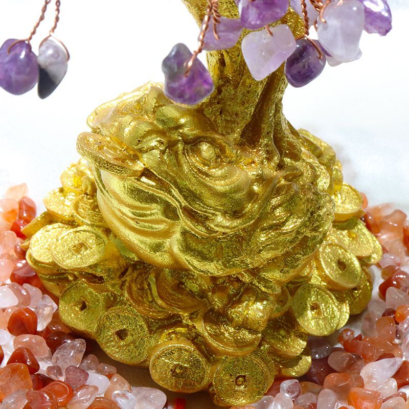 現品限り】招財樹 アメジスト×カエル 金のなる木 風水 財運 健康運