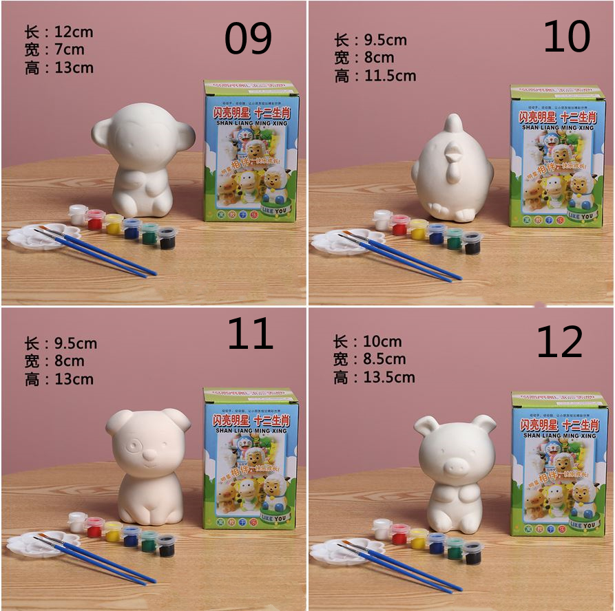 石膏人形　干支　十二干支セット セラミック石膏人形 干支 動物 DIY 手描き 手作り 工芸品 | 卸売