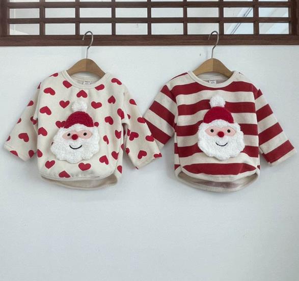 クリスマス　赤ちゃん 子供服 トップス + パンツ サンタクロース柄 キッズ服 トップス 長袖 ベビー服 2色
