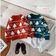 新作 クリスマス 韓国風子供服 トップス ベビー服 キッズ ニットセーター 長袖 かわいい2色