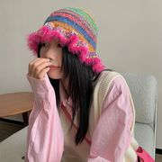 ★4色★　バケットハット　ins撮影　カラフルファーハット　秋冬キャップ　韓国デイリーファッション
