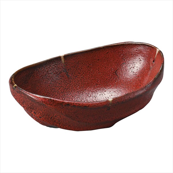 [器の杜] 紅柚子天目波彫楕円7.5寸鉢[美濃焼 食器 陶磁器]