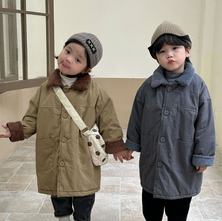 冬新作　韓国風子供服     コート   暖かい服   トップス   綿入れの着物  男女兼用  2色