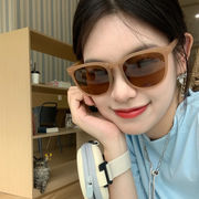 韓国版ネットレッド折りたたみサングラス女性コーラブラウン紫外線防止日焼け止めサングラスメガネ丸顔薄い