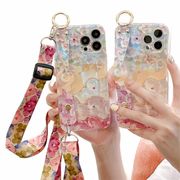 Ins Girl ピンク桃の花リストバンド Apple 14pro 携帯電話ケース iPhone 1