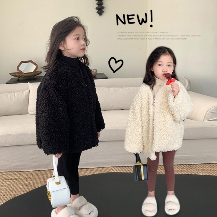 冬新作　韓国風子供服  トップス    厚手  コート  暖かい服   もふもふ    女の子  2色